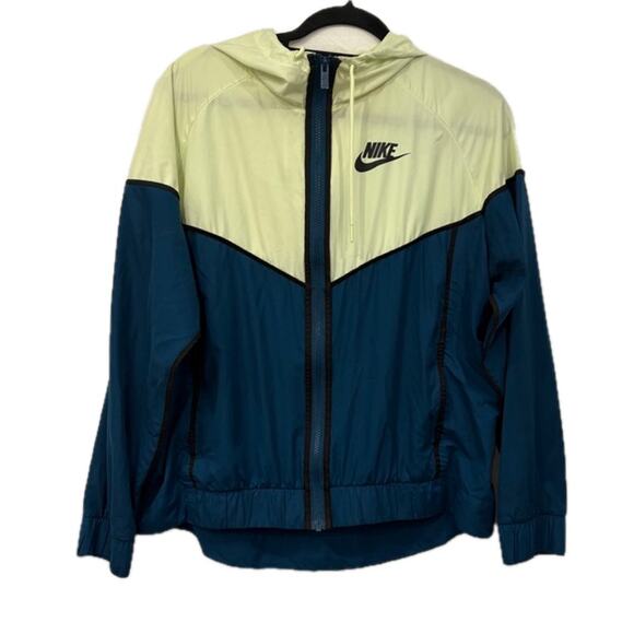 Nike Womens Windbreaker Jacket Size Large Full Zip Hooded Running Coat Training - Picture 1 of 9